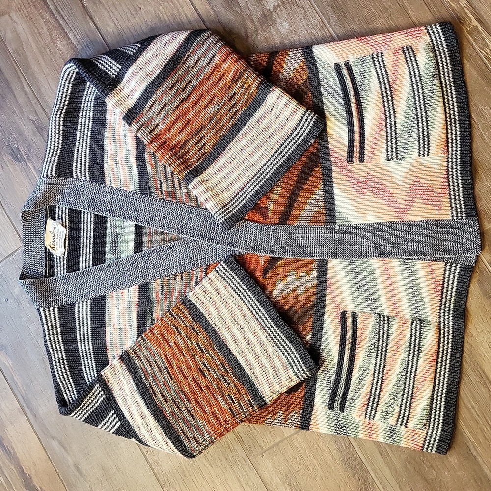 Vintage Kimlon Open Front Bell Sleeve Acrylic Knit Cardigan, Belt Loops, Medium